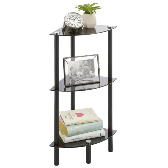 mDesign Glass Corner 3-Tier Tower Cabinet Storage Organizer Shelves {1}