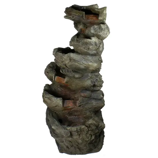 Northlight 42" Gray Lighted Rock Outdoor Garden Water Fountain {7}