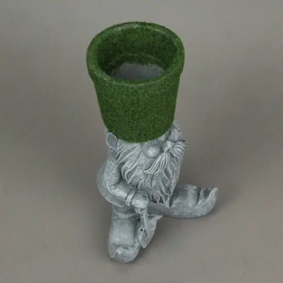Moss Flocked Resin Garden Gnome Flower Pot Indoor Outdoor Garden Statue Planter {4}