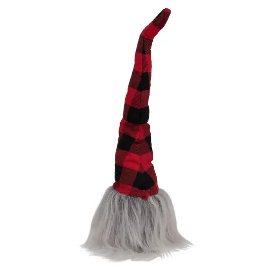 Northlight Buffalo Plaid Gnome Head with Long Beard Christmas Figure - 16" - Red and Black {5}