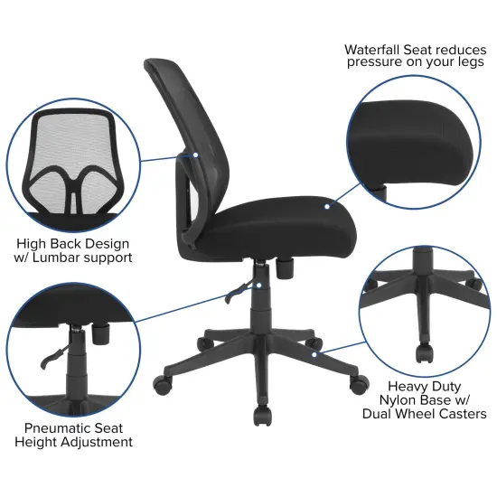 Emma and Oliver High Back Flexible Mesh Office Chair Black {2}