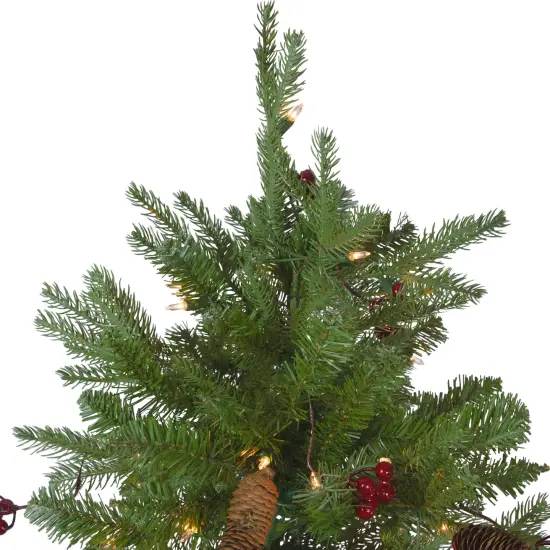 Northlight Real Touch&trade;️ Pre-Lit Medium Mixed Winter Berry Pine Artificial Christmas Tree - 7.5' - Clear Lights Green {5}