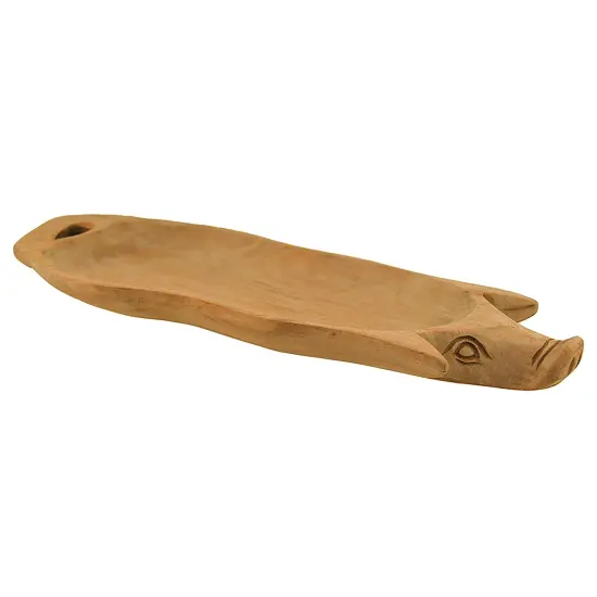 Hand Carved Pig Shaped Decorative Wooden Serving Tray 15 Inch {3}