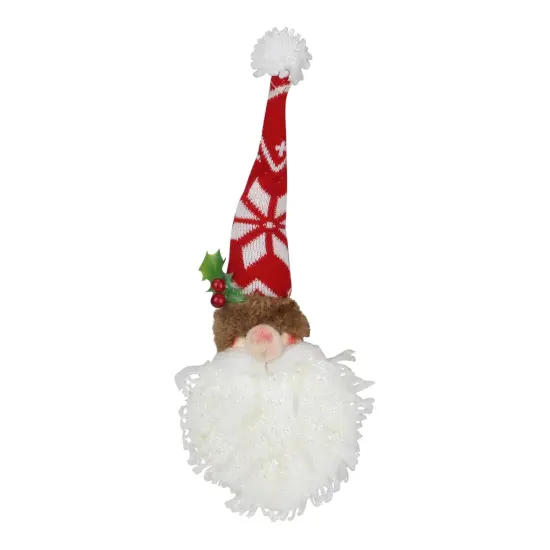 GCI Glittered Santa Head With Holly Berries Christmas Wall Decoration - 16" Red {1}