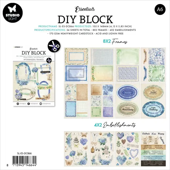 Studio Light Die-cut Block Sheets 24/pkg-Nr. 66, Hydrangea Frames {3}