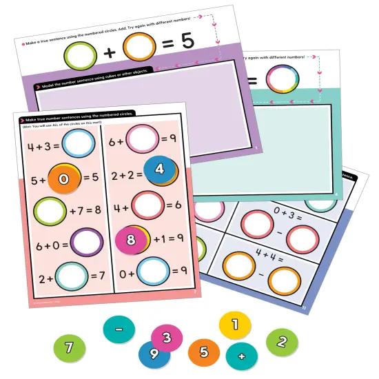 Carson Dellosa 22-Piece Number Sentence Edu-Clings Set, Dry Erase Mats and Silicone Math Manipulatives, Addition and Subtraction Mathematics Practice for Kids {1}