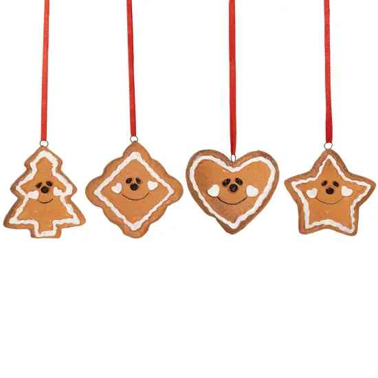 Northlight Gingerbread Heart Star Tree and Diamond Christmas Ornaments - 2.5" - Brown - Set of 4 {1}
