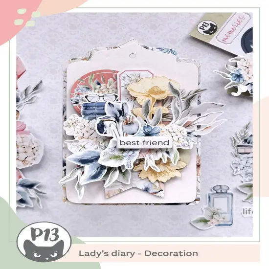 P13 Die-Cut Chipboard Embellishments 4"X6"-Lady's Diary #01, 5/Pkg {4}