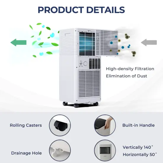 8000 BTU 3-in-1 Air Cooler with Dehumidifier and Fan Mode White {5}
