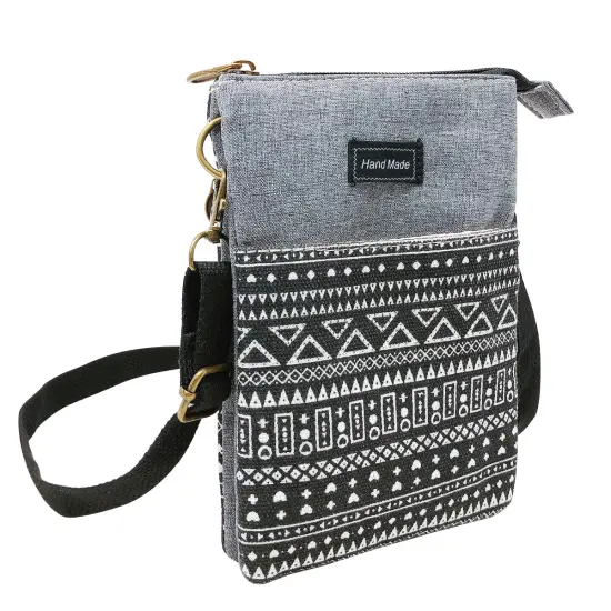 Wrapables Mini Crossbody Cell Phone Bag Zip Top / Black Deco {1}