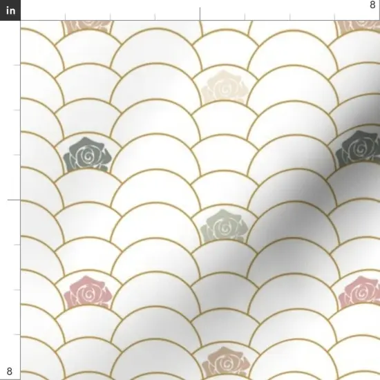 Various Fabrics by the Yard or Fat Quarter Art Nouveau Scallop Rose Floral Curve Lines Custom Printed Fabric by Spoonflower {4}