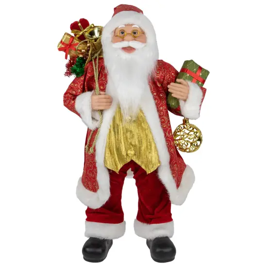 Northlight 24" Red and White Santa with Gift Bag and Presents Christmas Figure {1}