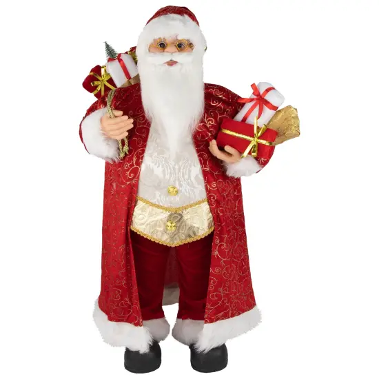 Northlight 32" Red and Gold Santa Claus with Gifts Christmas Figure {1}