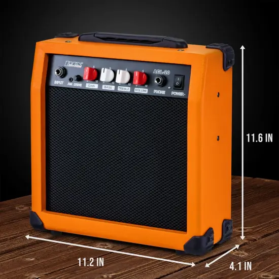 LyxPro Electric Guitar Amp, 20w Portable Mini Amplifier Sunburst {4}