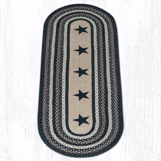 Earth Rugs OP-313 Black Stars Oval Patch 2 Feet X 6 Feet {1}