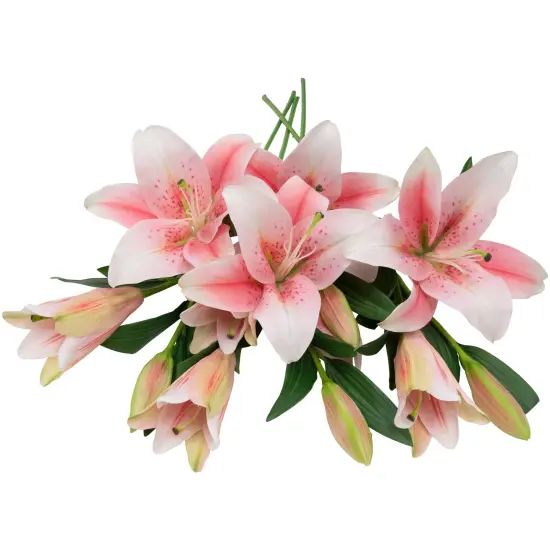 Northlight Real Touch&trade; Pink Artificial Lily Floral Stems, Set of 6 - 38" {7}