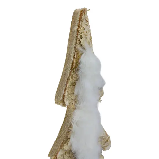 Northlight Wooden Tree With Faux Fur Christmas Decoration - 13.5" - Brown and White {6}