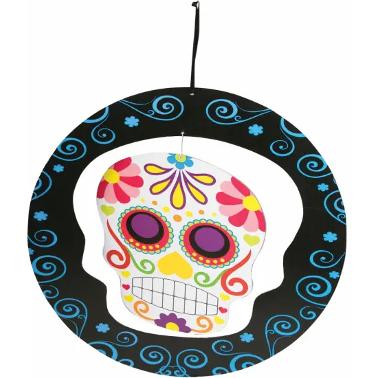 Hanging Day Of The Dead Mobile Skull Spinner Halloween Decorations {1}