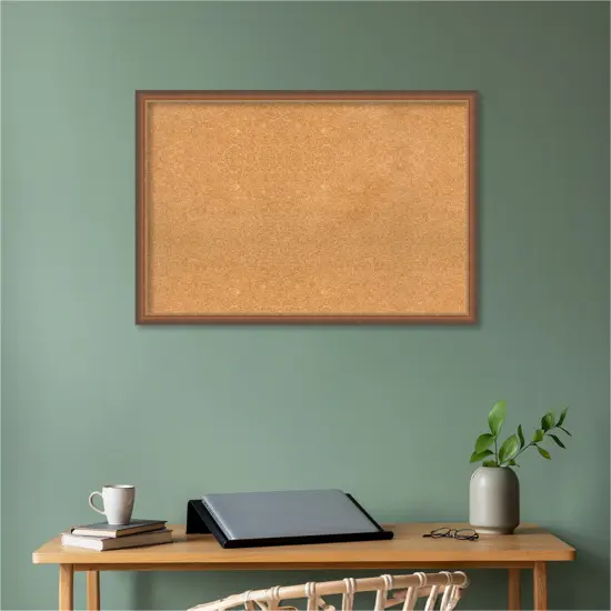 Two Tone Wood Framed Corkboard, Natural Cork Bronze Copper {5}