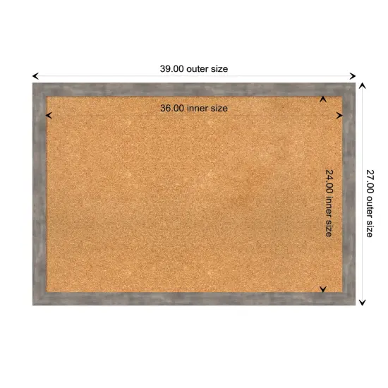 Marred Wood Framed Corkboard, Natural Cork Marred Pewter {3}