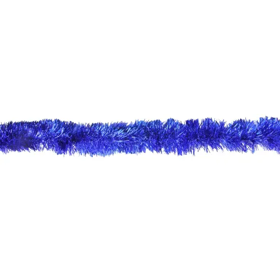 Northlight Traditional Christmas Tinsel Garland - 12' x 2.5" - Lavish Blue - Unlit {3}