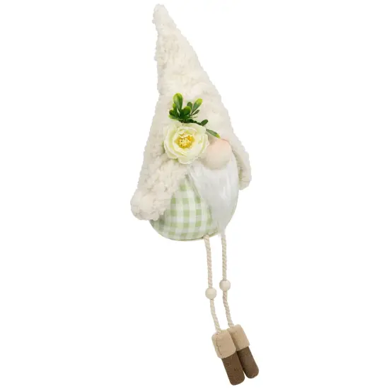 Northlight Plush Sitting Gnome with Dangling Legs Spring Figurine -10.5" Ivory {5}