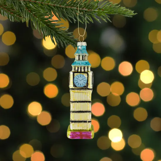 Northlight 5.5" Golden Big Ben Glittered Glass Christmas Hanging Ornament {3}