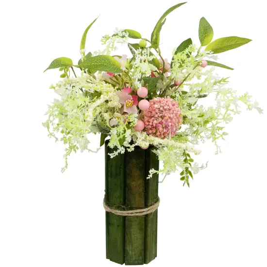 Northlight Hydrangea and Berry Floral Spring Bouquet - 14" - Pink {7}