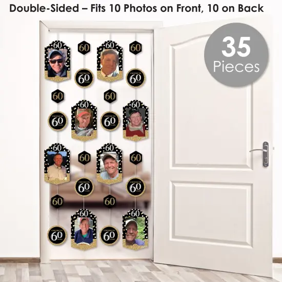 Big Dot of Happiness Adult 60th Birthday - Gold - Birthday Party Vertical Photo Garland 35 Pieces {3}