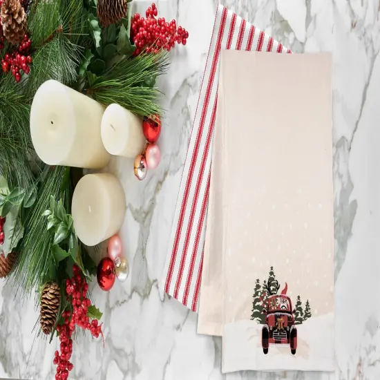 27" x 18" Reindeer Driving Red Plaid Truck "Road Trip Friends" Christmas Winter Cotton Kitchen Dish Towel Decor Decoration {4}