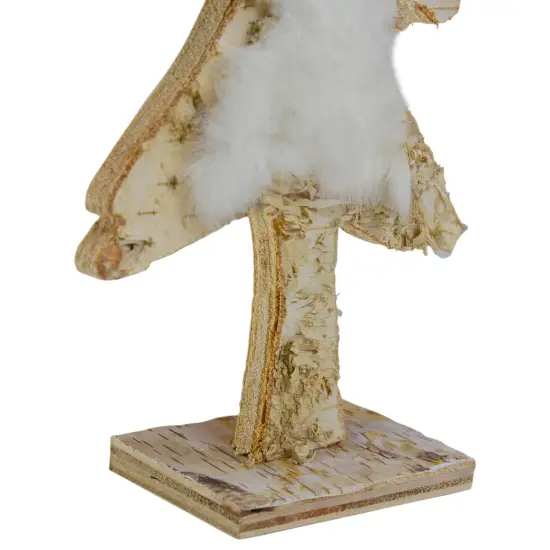 Northlight Wooden Tree With Faux Fur Christmas Decoration - 13.5" - Brown and White {7}