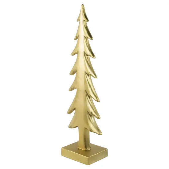 Northlight Shiny Christmas Tree on Square Base Decoration - 16" - Gold {6}