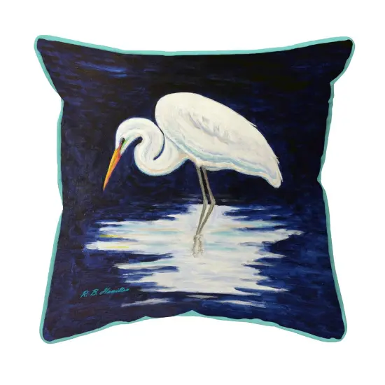 Betsy Drake Reflecting Egret Extra Large Zippered Indoor/Outdoor Pillow 22x22 Multicolor {1}