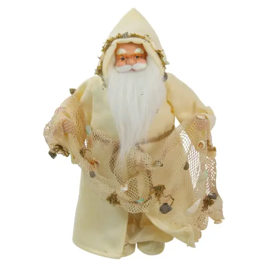 Northlight 16" Nautical Santa Claus with Fishing Net Christmas Figure Beige {1}