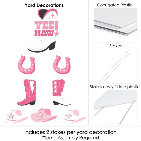 Big Dot of Happiness Rodeo Cowgirl - Yard Sign and Outdoor Lawn Decorations - Pink Western Party Yard Signs - Set of 8 {6}
