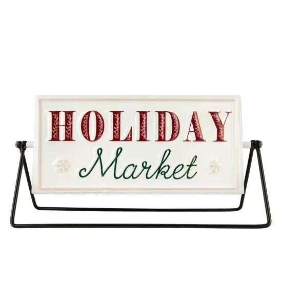 Northlight Merry Christmas/Holiday Market Reversible Sign - 10.25" White {5}