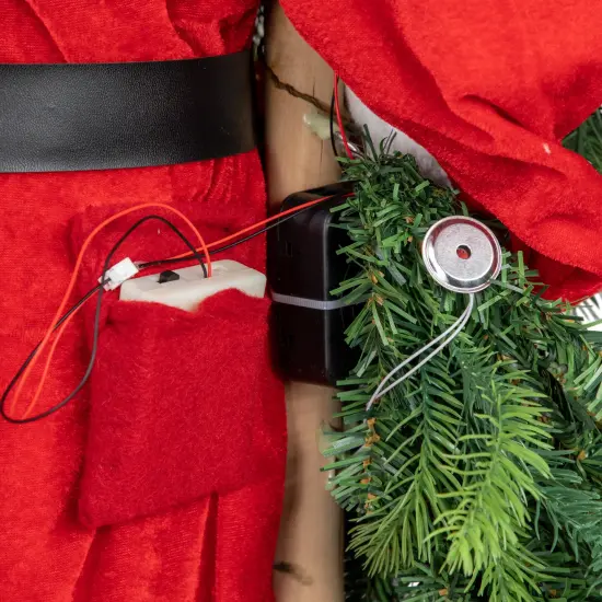 Northlight 48" Santa Claus with Artificial Flocked Alpine Tree Christmas Figure Brown {7}