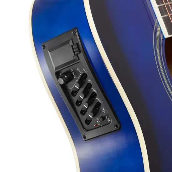 Jameson Guitars Full Size Thinline Acoustic Electric Guitar with Free Gig Bag Case & Picks Blue {3}