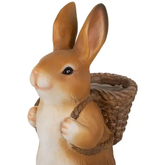 Northlight Standing Bunny Carrying a Basket Outdoor Garden Statue - 16.75" Brown {7}