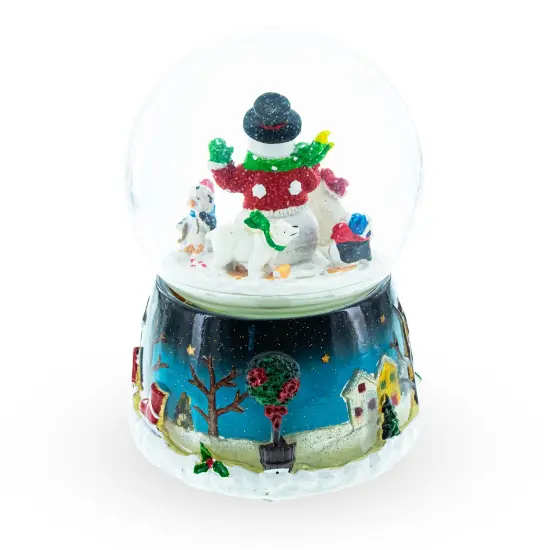 Snowman, Polar Bears, and Penguins Musical Spinning Snow Globe {5}