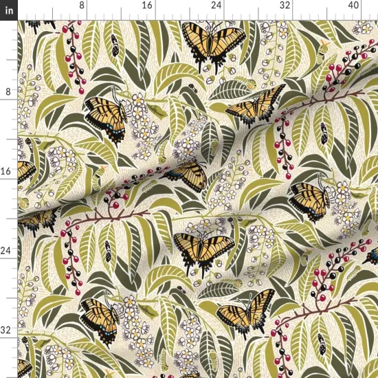 Various Fabrics by the Yard or Fat Quarter Butterfly Botanical Floral Swallowtail Butterflies Large Scale Custom Printed Fabric by Spoonflower {1}