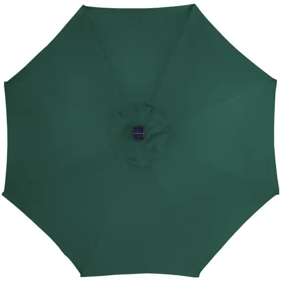 Northlight 9ft Solar Lighted Outdoor Patio Market Umbrella with Hand Crank and Tilt, Hunter Green {7}