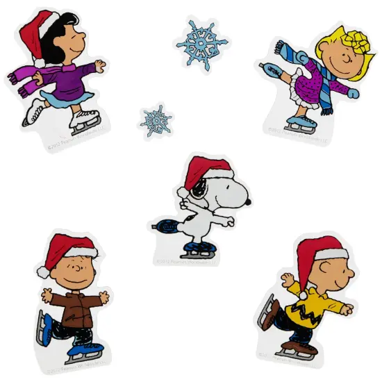 Northlight 7-Piece Peanuts Characters Ice Skating Christmas Jelz Window Clings Red {1}