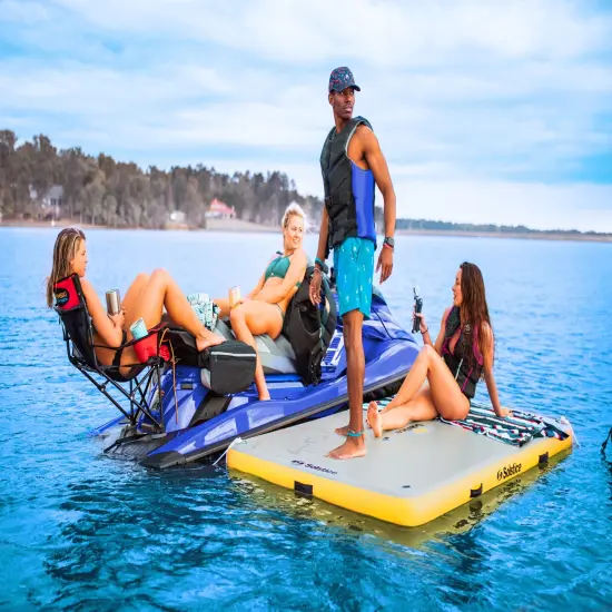 Swim Central Inflatable Private Solstice Drop Stitch Lake Dock - 8' - White and Yellow {6}