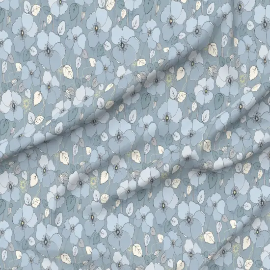 Various Fabrics by the Yard or Fat Quarter Botanical Floral Large Scale Nature Blue Grey Illustrative Custom Printed Fabric by Spoonflower {6}