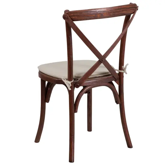 Merrick Lane Davisburg Stackable Wooden Cross Back Bistro Dining Chair with Cushion Early American {8}