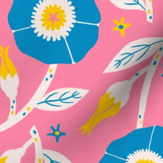 Various Fabrics by the Yard or Fat Quarter Pink Floral Bright Flowers Nature Vibrant Meadow Spring Summer Garden Kitsch Folk Scandi Large Scale Custom Printed Fabric by Spoonflower {7}
