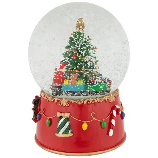 Northlight Train and Christmas Tree Village Musical Snow Globe - 8" Red {4}
