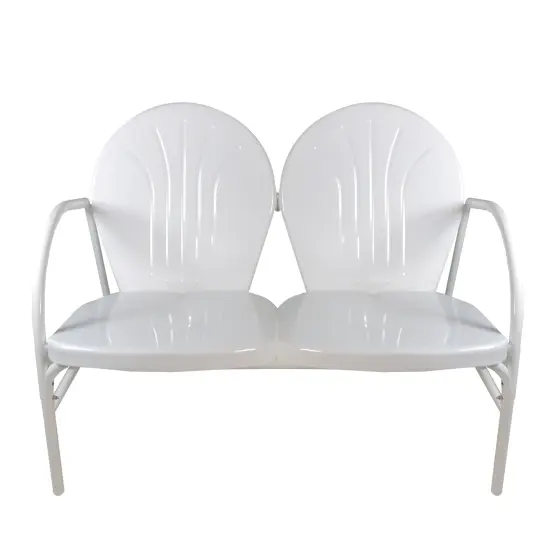 Northlight 47-Inch Outdoor Retro Tulip Steel Loveseat, White {1}