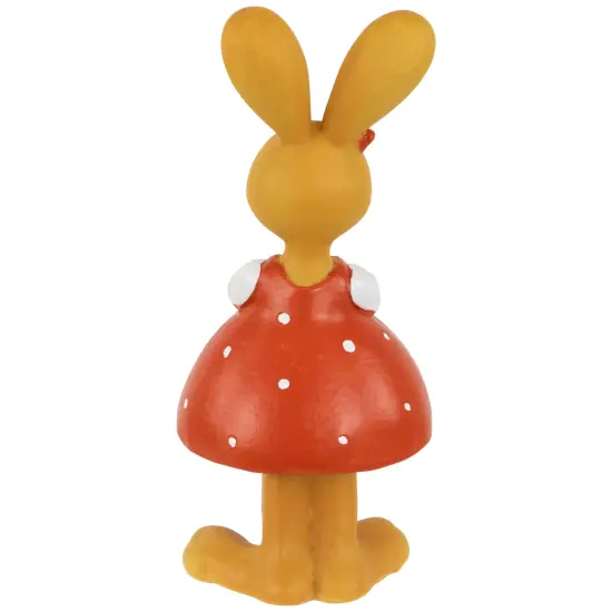 Northlight Bunny Girl in Polka Dot Dress Easter Outdoor Garden Statue - 8" Red {6}